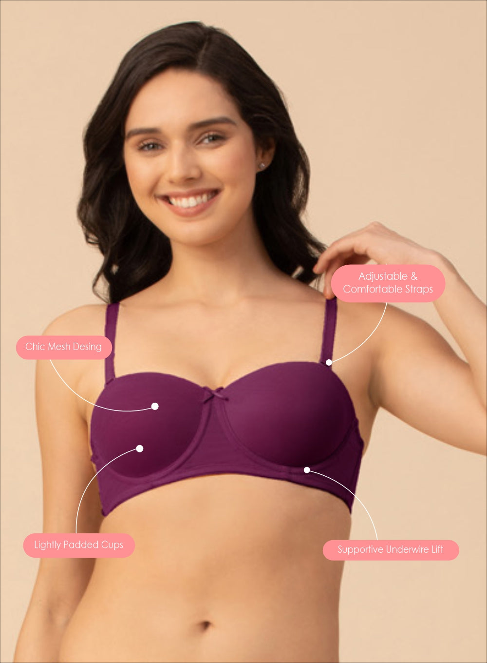 Chic Mesh Balconette Padded Bra (PBBR1077)