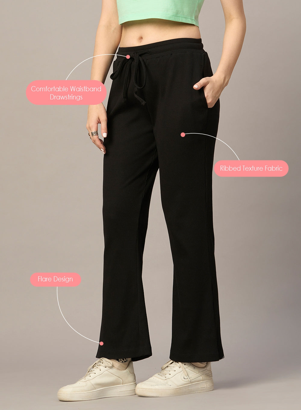 RIBBED FLARE PANTS (PBL6000)