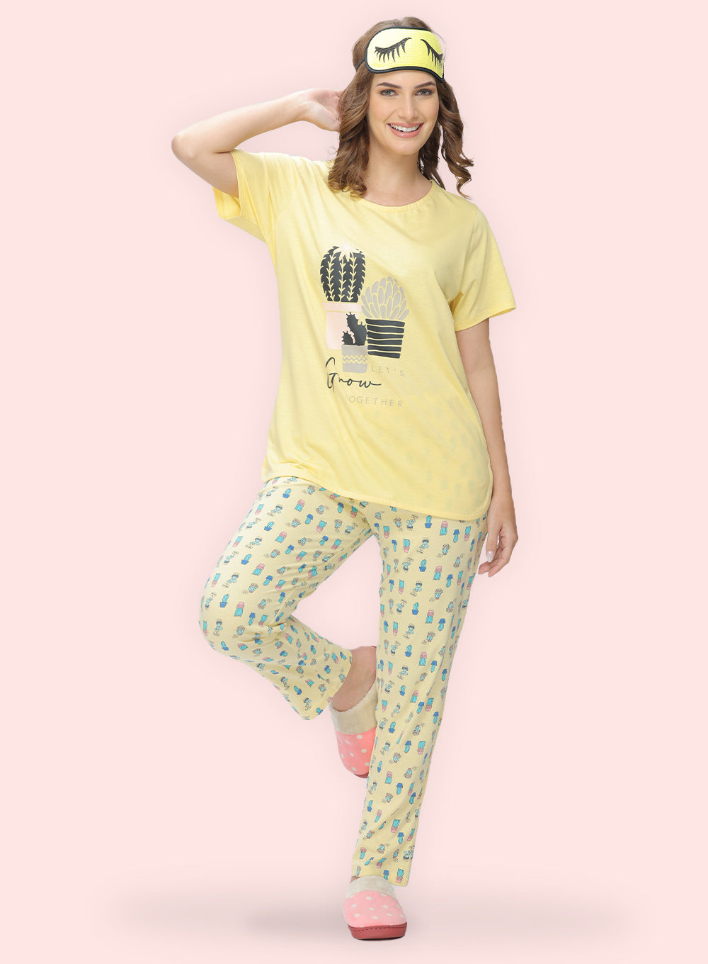 YELLOW CACTUS PRINT PYJAMA (PB10030P011)