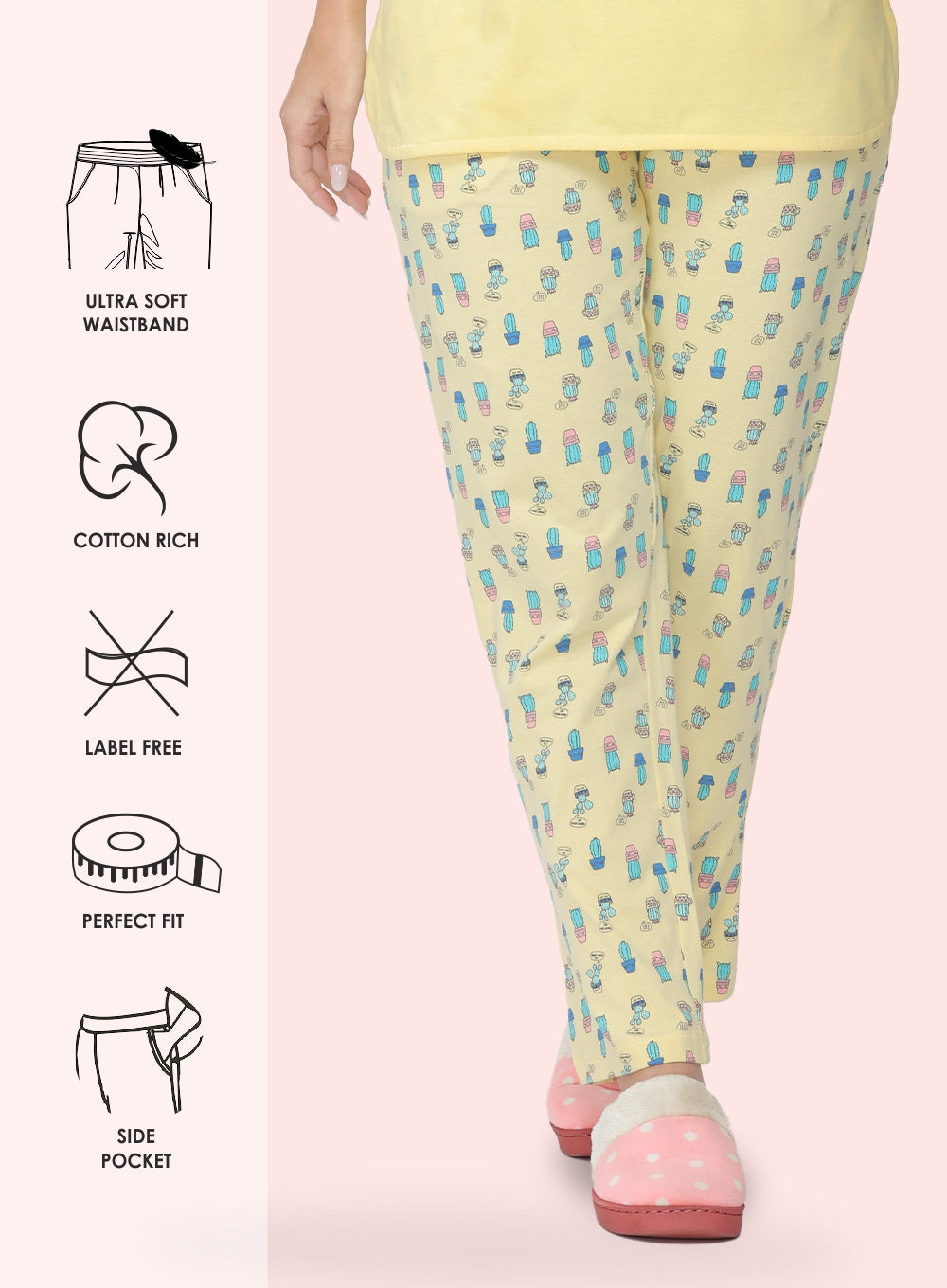 YELLOW CACTUS PRINT PYJAMA (PB10030P011)