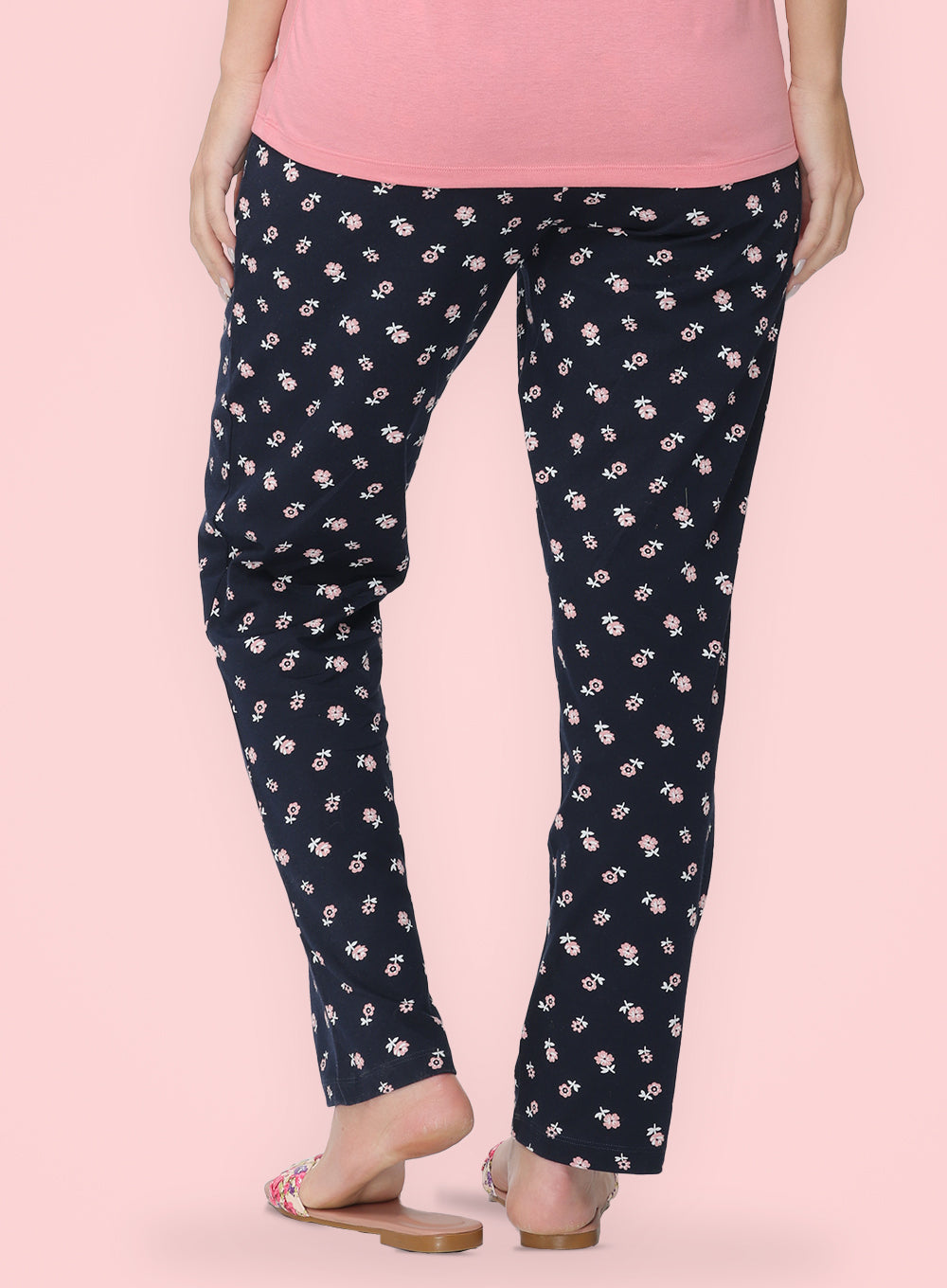 NAVY PEACH FORAL PRINTED PYJAMA (PB10030P018)