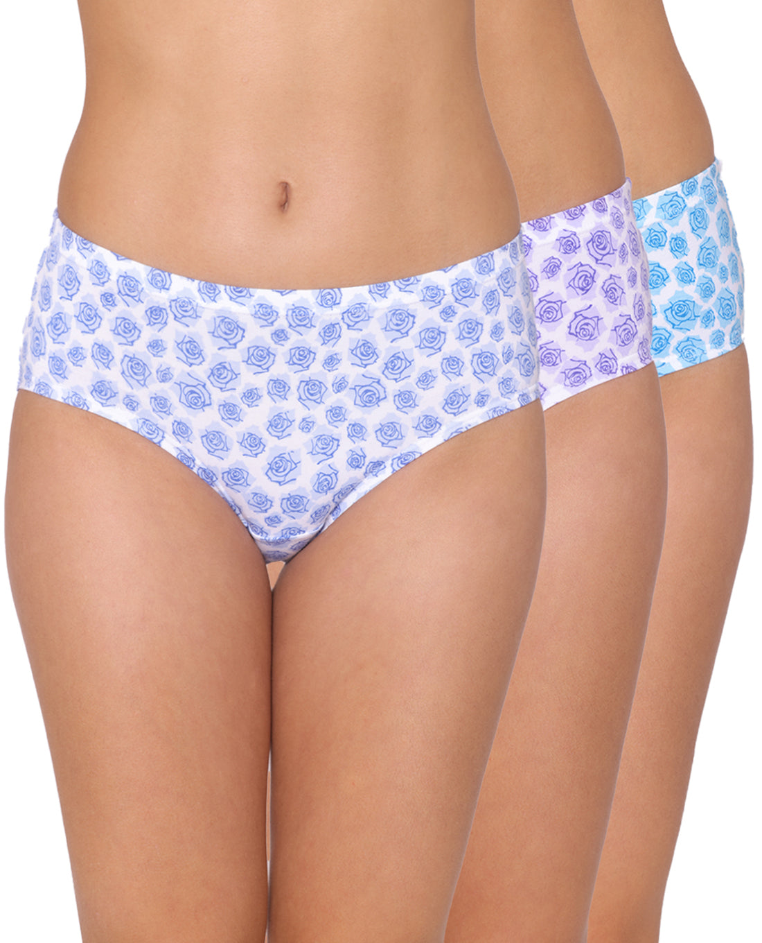 3 Pack Rose Print Mid Waist Hipster Panty (PBPN0047)