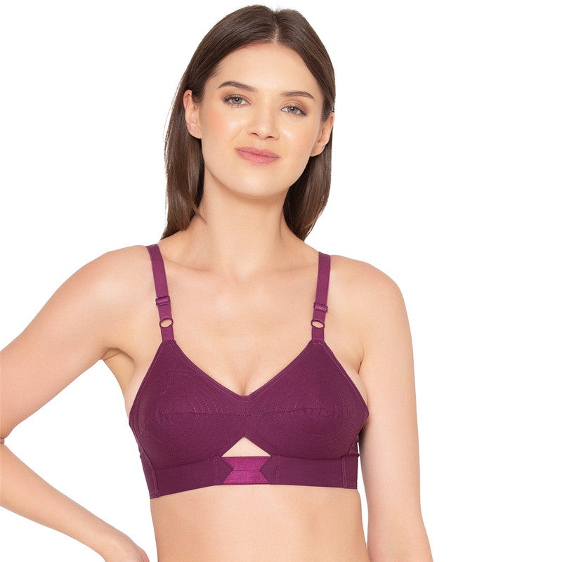 Women's Full Coverage, Non-Padded, Organic Cotton Bra (COMB05-CORAL & WINE)