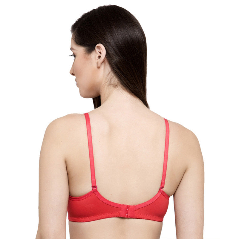 Groversons Paris Beauty Women's Pack of 2 Padded, Non-Wired, Seamless T-Shirt Bra (COMB33-Black & Coral)