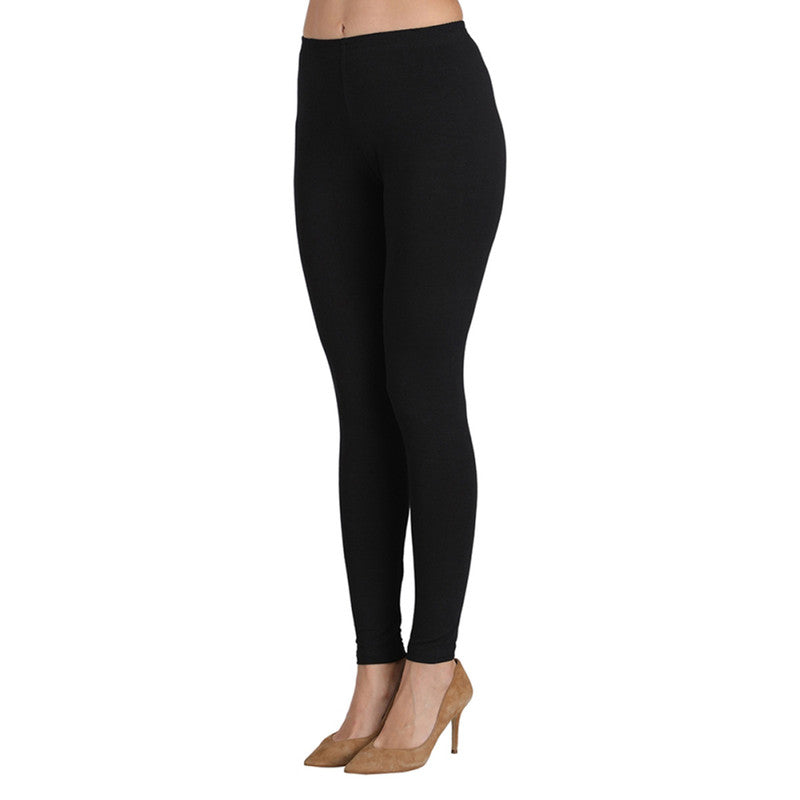 Groversons Paris Beauty Women's Super Soft Fabric, Non-Transparent, Ankle Length Leggings (BLACK)