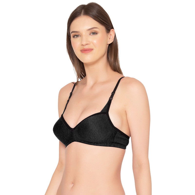Groversons Paris Beauty Women's Padded, Non-Wired, Seamless T-Shirt Bra (BR006-BLACK)