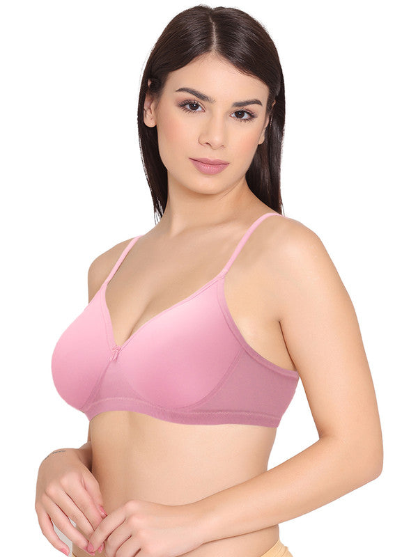 Groversons Paris Beauty Women's Padded, Non-Wired, Seamless T-Shirt Bra (BR069-BABY PINK)