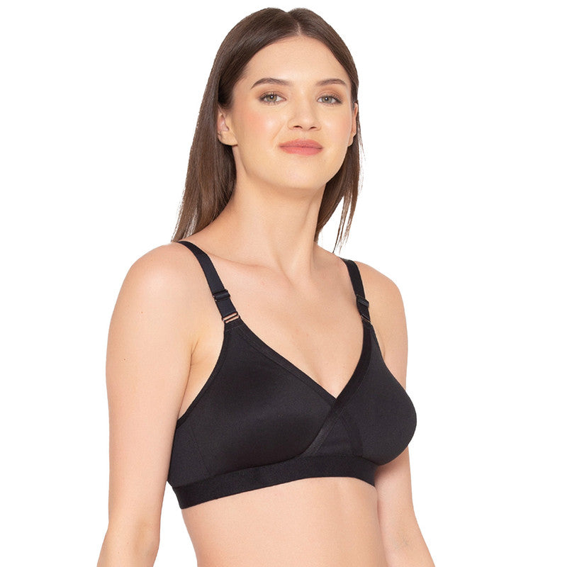Groversons Paris Beauty Women’s cotton rich Non-Padded Wireless smooth super lift full coverage Bra (BR005-BLACK)