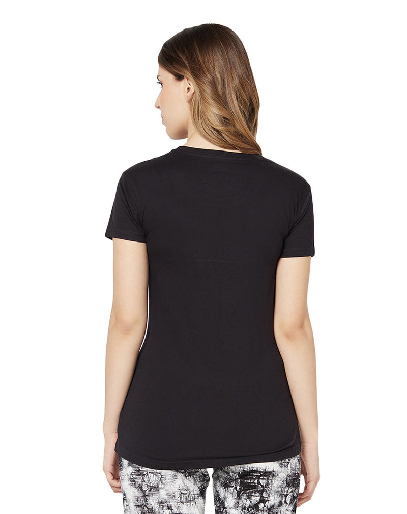 Round Neck Half Sleeve Plain Micro Modal T-shirt- Black (long)