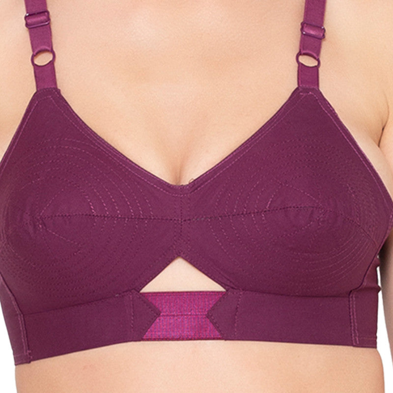 Women's Full Coverage, Non-Padded, Organic Cotton Bra (COMB05-CORAL & WINE)
