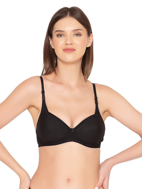 Groversons Paris Beauty Women's Pack of 2 Padded, Non-Wired, Seamless T-Shirt Bra (COMB25-BLACK & MAROON)