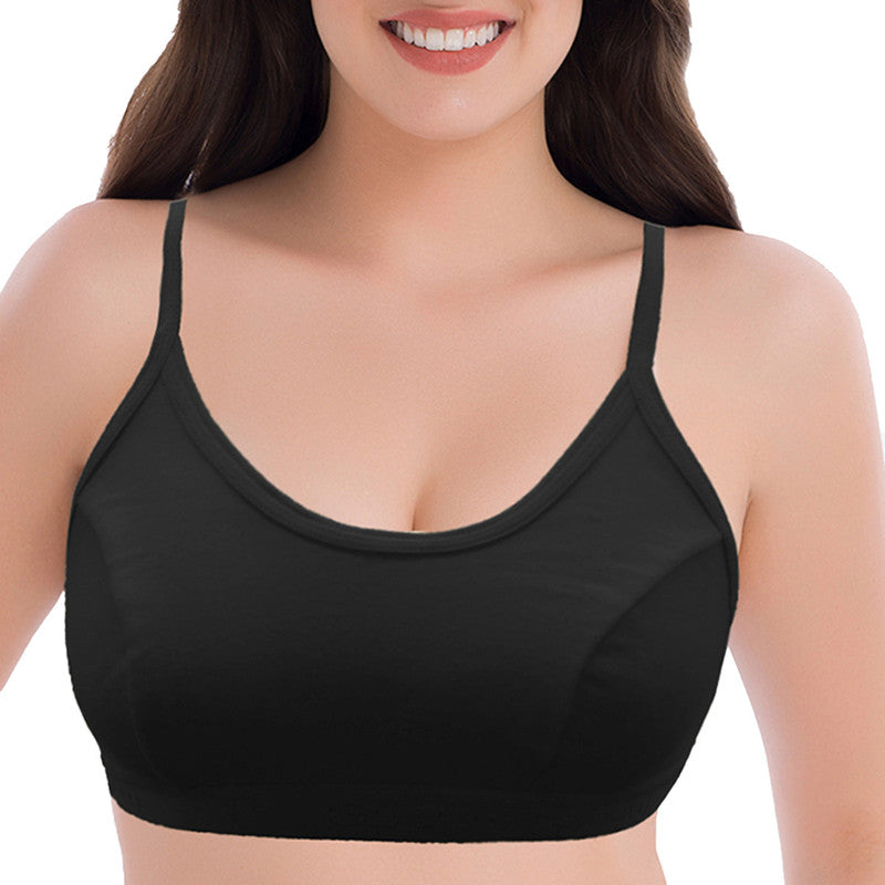 Groversons Paris Beauty Women's Non-Padded Non-Wired Seamed Full Coverage Sports Bra (BR163-BLACK)