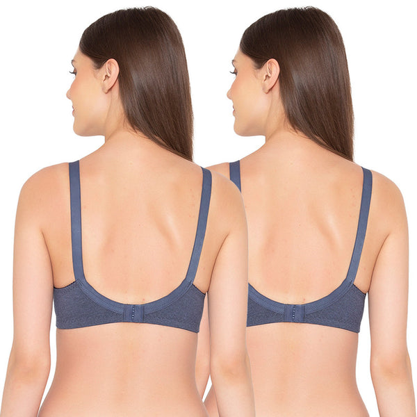 Groversons Paris Beauty Women's Full Coverage and Non- Padded Supima Cotton spacer and Minimiser Bra (COMB08-DENIM-BLUE)