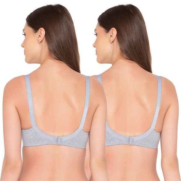 Groversons Paris Beauty Women's Full Coverage and Non- Padded Supima Cotton spacer and Minimiser Bra (COMB08-MELANGE-GREY)