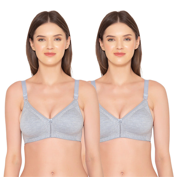 Groversons Paris Beauty Cotton Lycra Full Support Non-Padded Seamless  T-Shirt Bra Pack Of 2 (