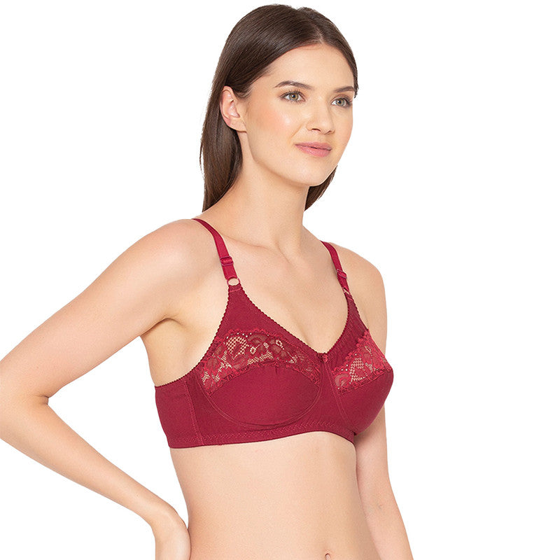 Groversons Paris Beauty  Women’s cotton, full coverage, non-padded, non-wired bra (COMB02-Maroon)