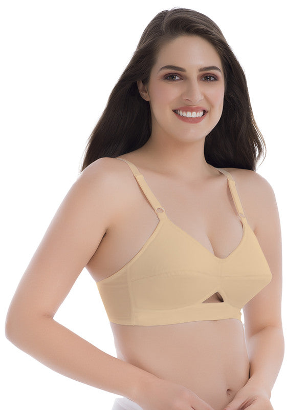 Groversons Paris Beauty women's Full Coverage, Non-Padded, Organic Cotton Bra (BR062-NUDE)