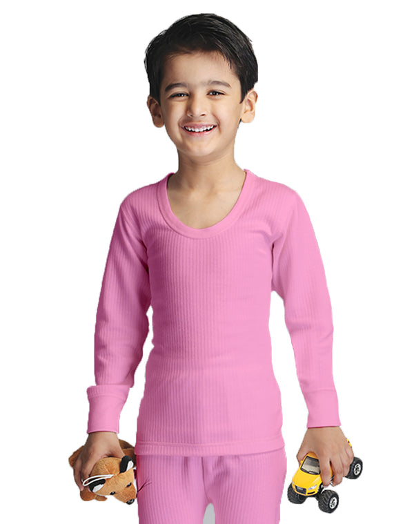 Boy Round Neck Thermal Full Sleeve Top- Pink