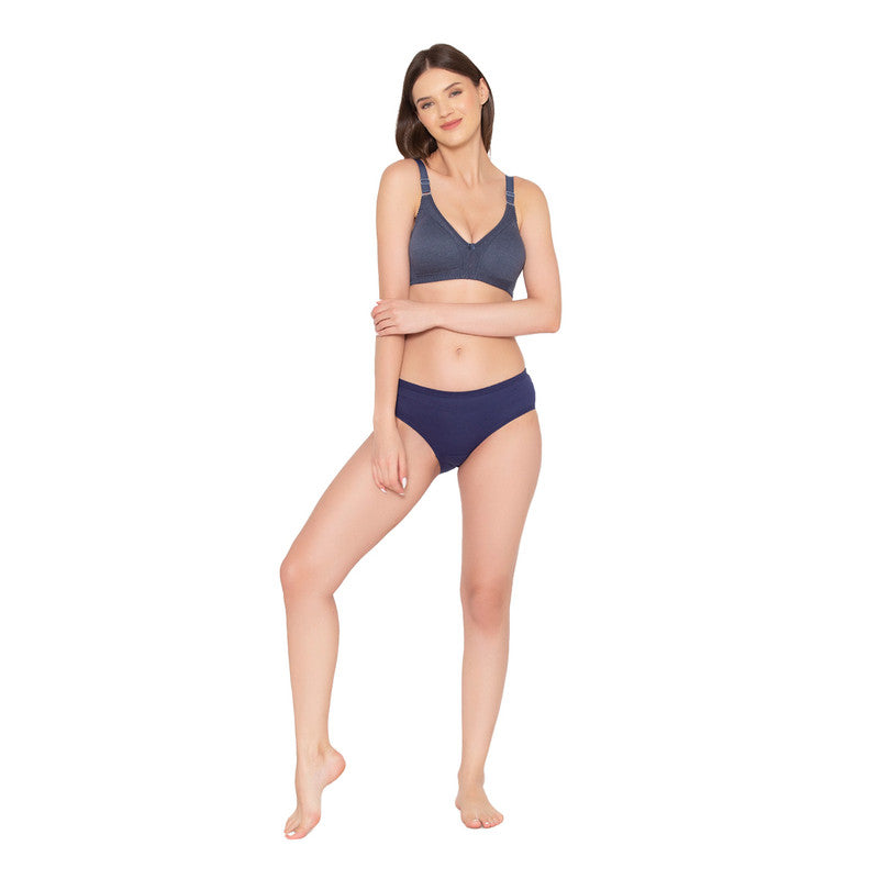 Groversons Paris Beauty Women's Full Coverage and Non- Padded Supima Cotton spacer and Minimiser Bra (COMB08-DENIM BLUE & WINE)