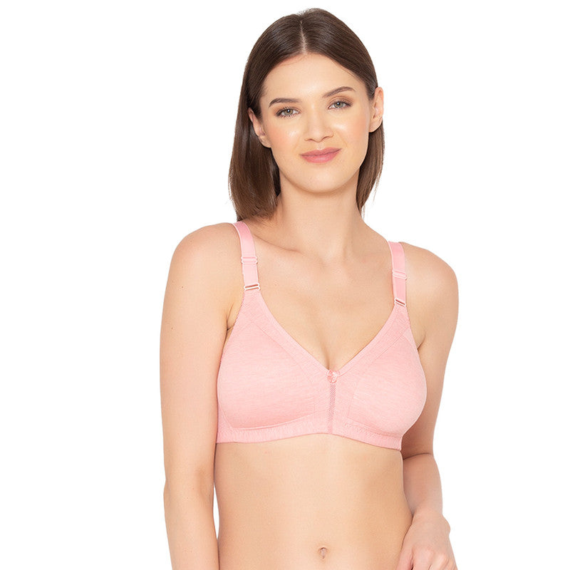 Groversons Paris Beauty Women's Full Coverage and Non- Padded Supima Cotton spacer and Minimiser Bra (COMB08-MELANGE-PINK)