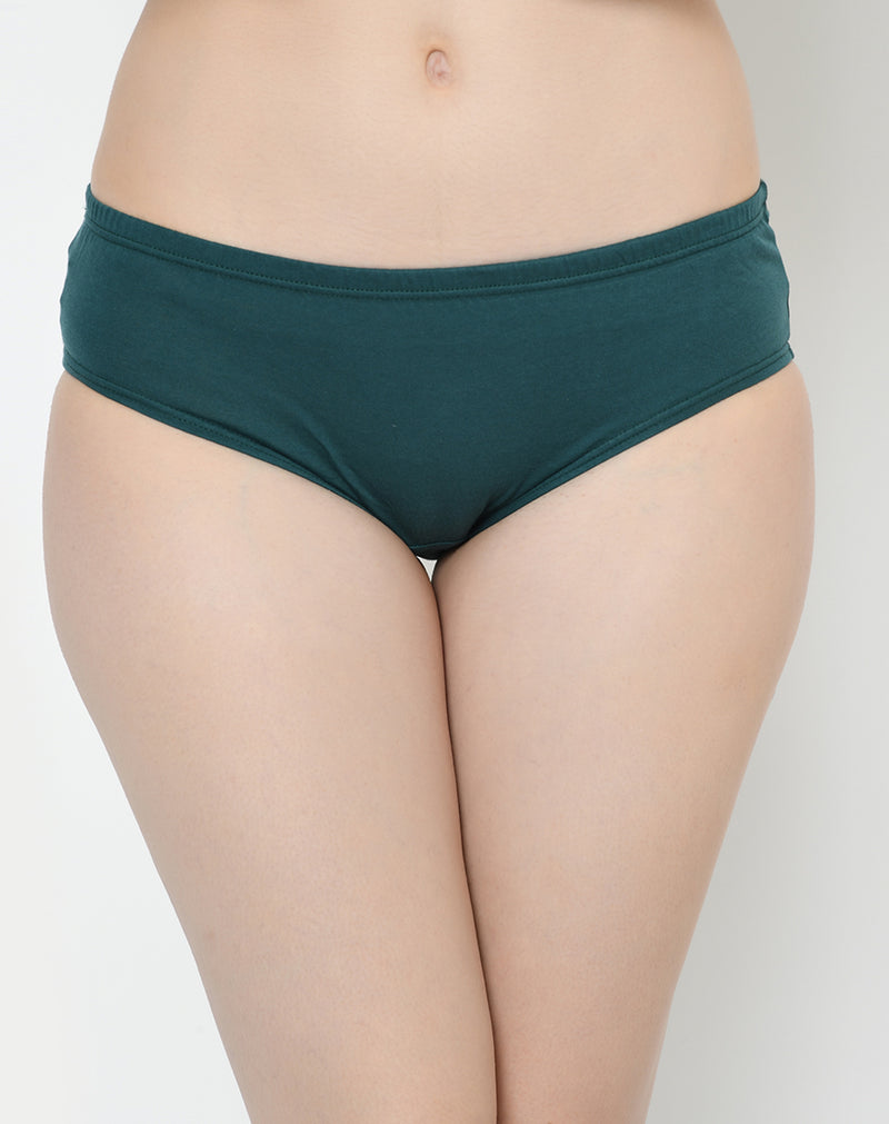 Regular Fit Plain Solid Colors Mid Waist Panties - Set of 3(Assorted Panties)
