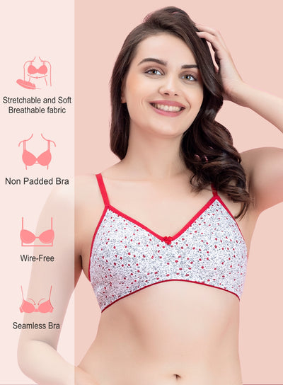 Printed Non Padded Wire Free Cotton Bra (PBBR1040)