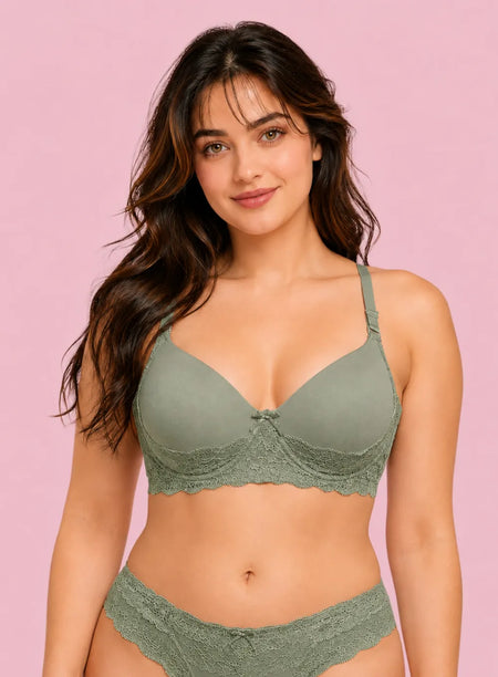 Wire-Free Padded Bra with Soft Lace (PBBR1094)