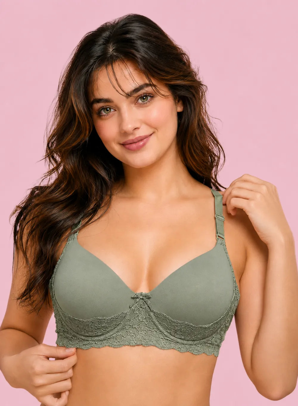 Wire-Free Padded Bra with Soft Lace (PBBR1094)