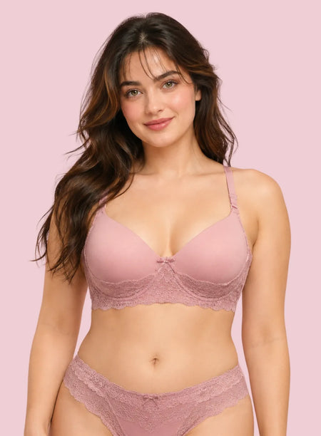 Wire-Free Padded Bra with Soft Lace (PBBR1094)