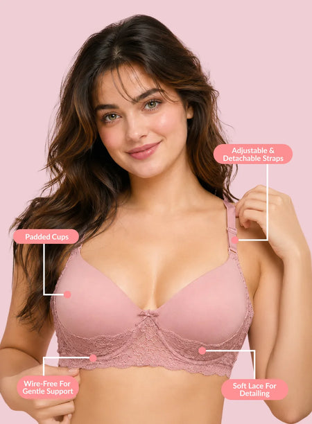 Wire-Free Padded Bra with Soft Lace (PBBR1094)