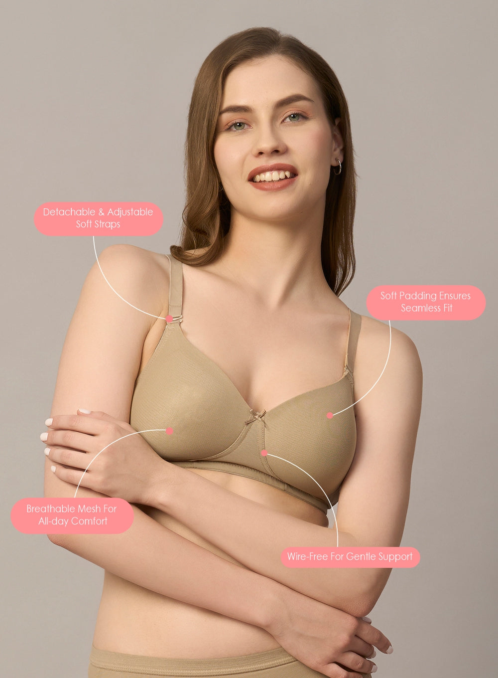 Wire Free Power Net Padded Bra (PBBR1079)