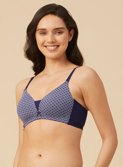 Printed Plunge Wire-Free Padded Seamless Bra (PBBR1082)