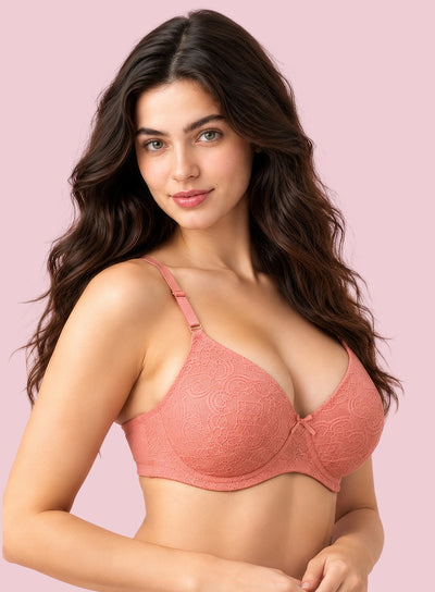 Comfy Lace Wire Free Padded Seamless Bra (PBBR1098)
