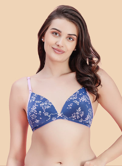 Trendy Printed Plunge Wire-Free Padded Bra (PBBR1057)
