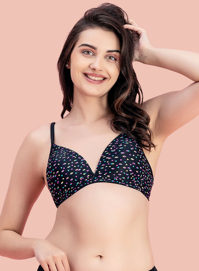 Trendy Printed Plunge Wire-Free Padded Bra (PBBR1057)