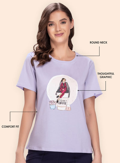 ROUND NECK I LOVE COFFEE PRINTED T-SHIRT (PBTS5000-1)