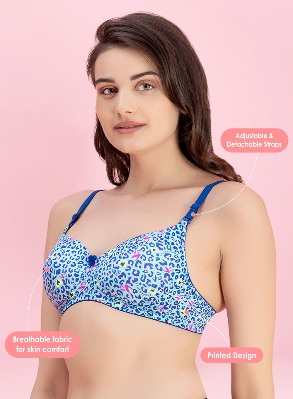 Wire-Free Printed Padded Comfort T-shirt Bra (PBBR1001)