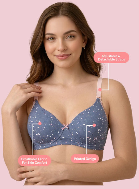 Printed Wire-Free Padded Seamless Bra (PBBR1047)