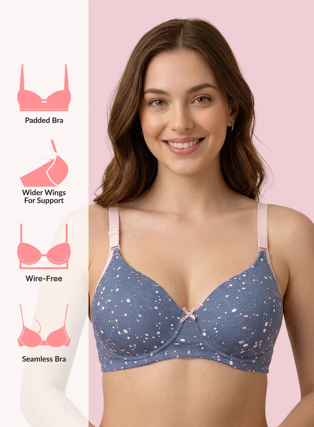 Printed Wire-Free Padded Seamless Bra (PBBR1047)