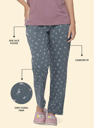 GREY FLORAL PRINTED PYJAMA (PB10000P001)