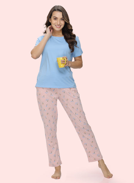 PINK FLORAL PRINTED PYJAMA (PB10000P002)