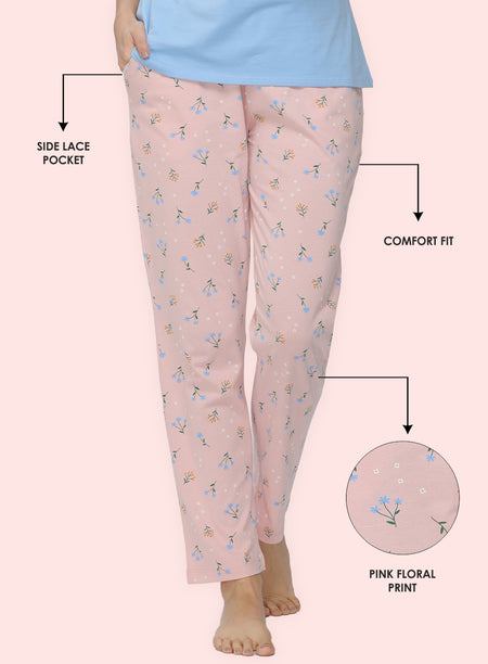 PINK FLORAL PRINTED PYJAMA (PB10000P002)