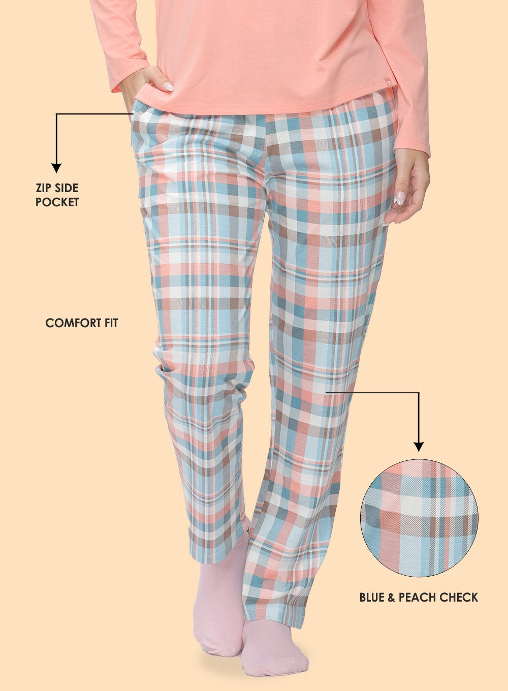 BLUE CHECK PRINTED PYJAMA (PB10020P007)