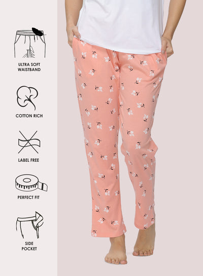 PEACH FLORAL PRINTED PYJAMA (PB10030P010)