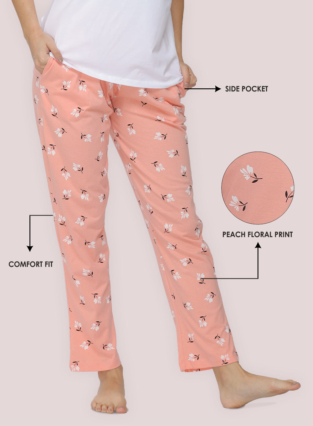 PEACH FLORAL PRINTED PYJAMA (PB10030P010)