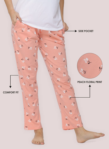 PEACH FLORAL PRINTED PYJAMA (PB10030P010)