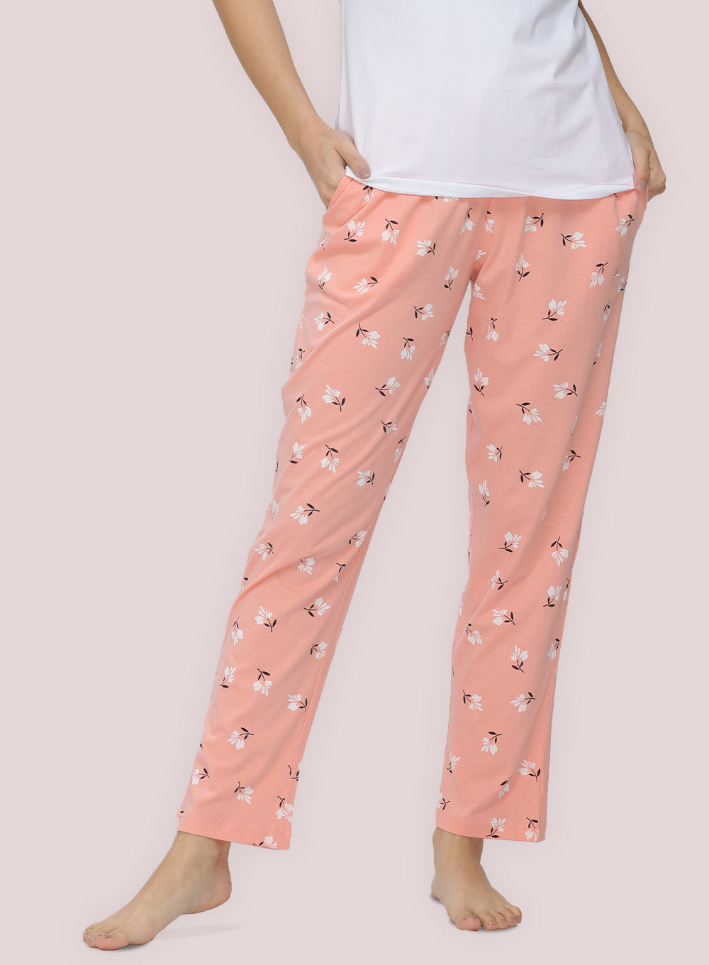 PEACH FLORAL PRINTED PYJAMA (PB10030P010)