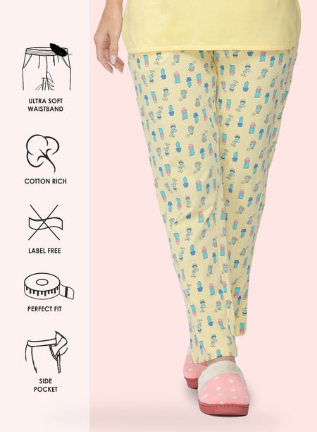 YELLOW CACTUS PRINT PYJAMA (PB10030P011)