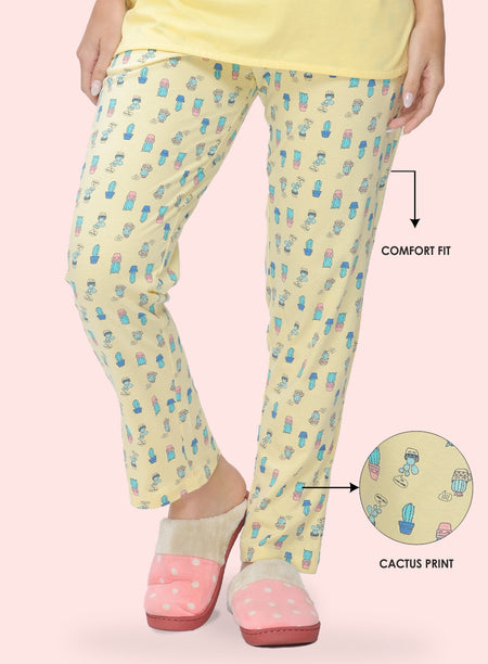 YELLOW CACTUS PRINT PYJAMA (PB10030P011)