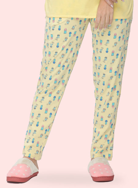 YELLOW CACTUS PRINT PYJAMA (PB10030P011)